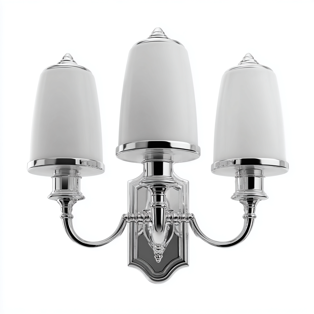 Aplique de pared - Metal y vidrio - 32x18x34 cm - Plateado-Blanco - Diseño clásico para interior-Pinegethaus