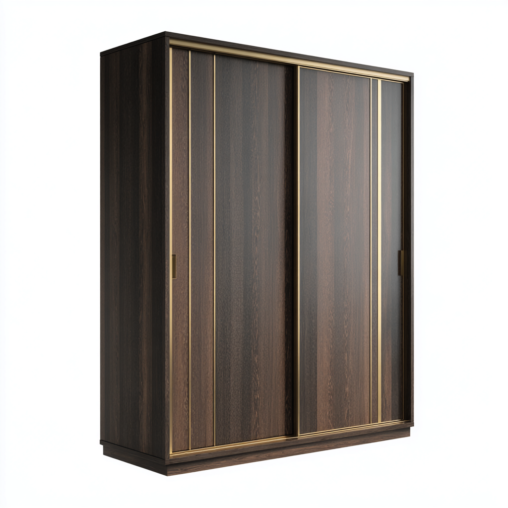 Armario ropero de madera 160x60x200 cm - marrón oscuro - 2 puertas correderas-Pinegethaus