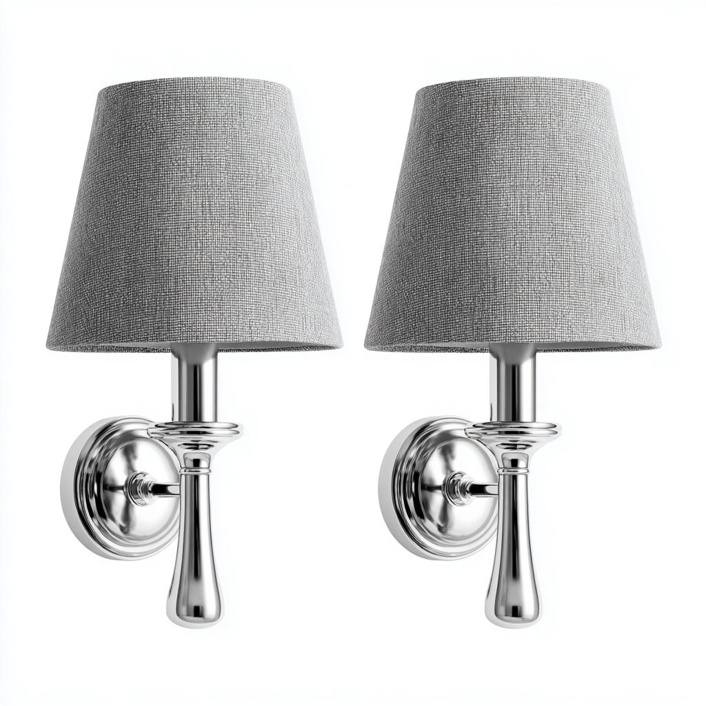 Aplique de pared metal tela 30x16x27 cm - plateado-gris - estilo moderno-Pinegethaus