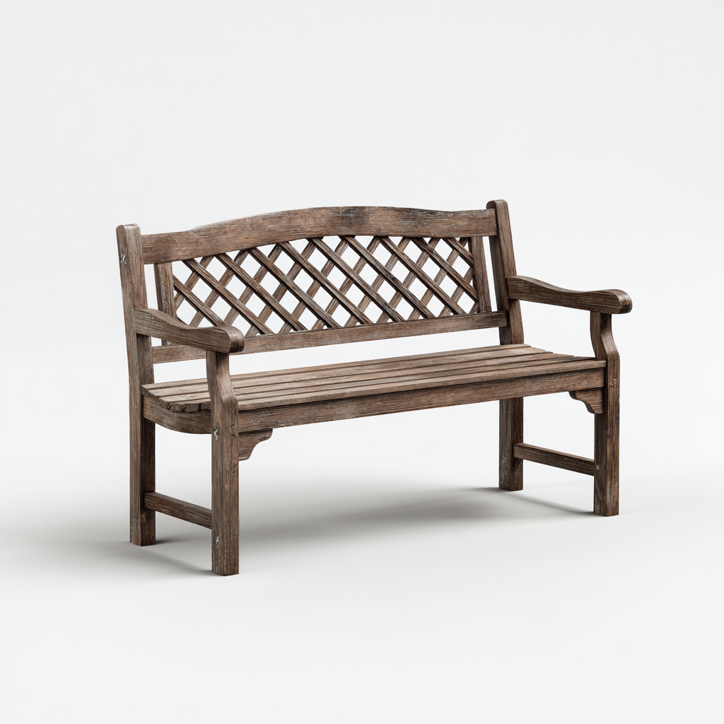 Banco de jardín - madera - 125x58x92 cm - marrón - diseño enrejado-Pinegethaus