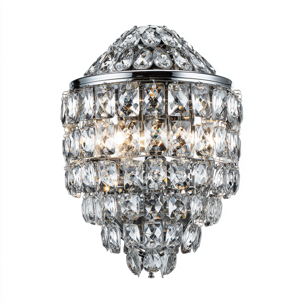 Aplique de pared metal cristal 24x18x32 cm - plateado-transparente - estilo lujoso-Pinegethaus