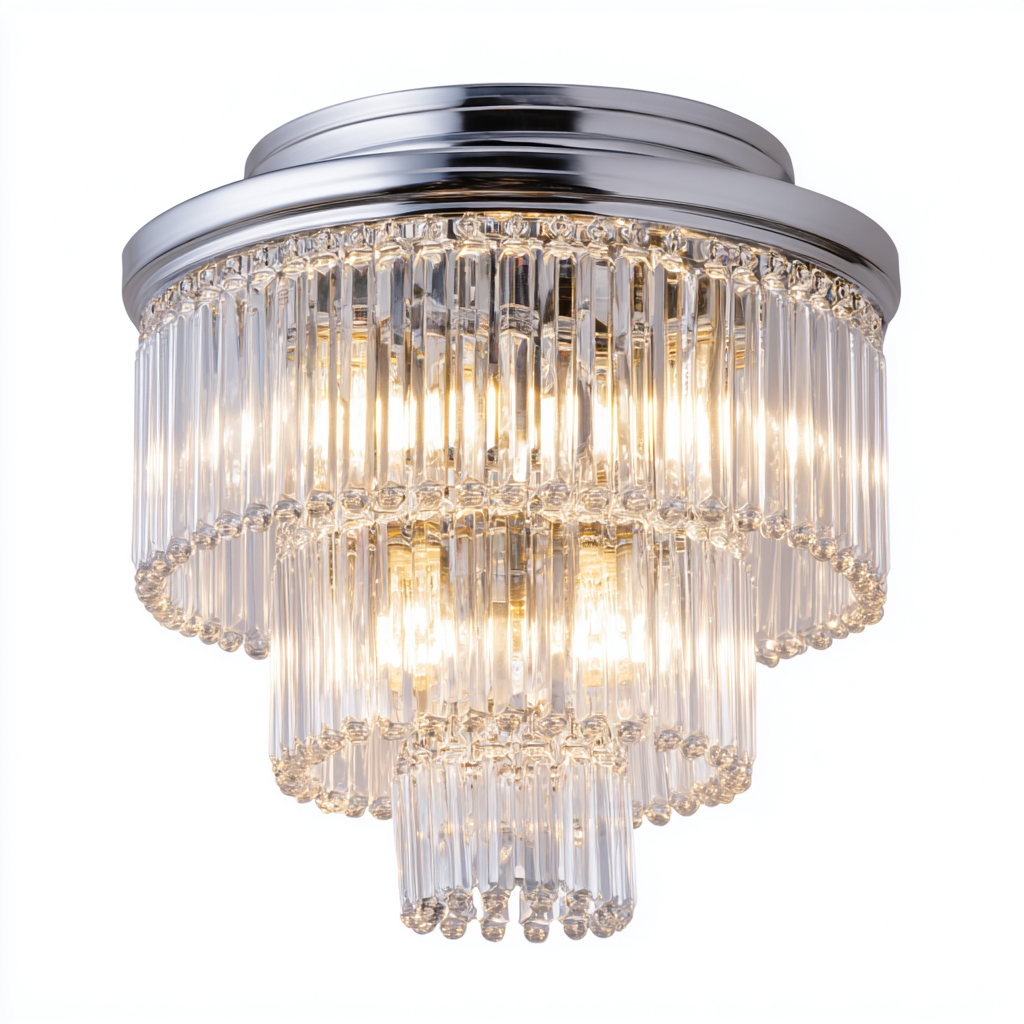 Lámpara de techo metal y cristal 30x30x32 cm - plata-transparente - estilo clásico-Pinegethaus