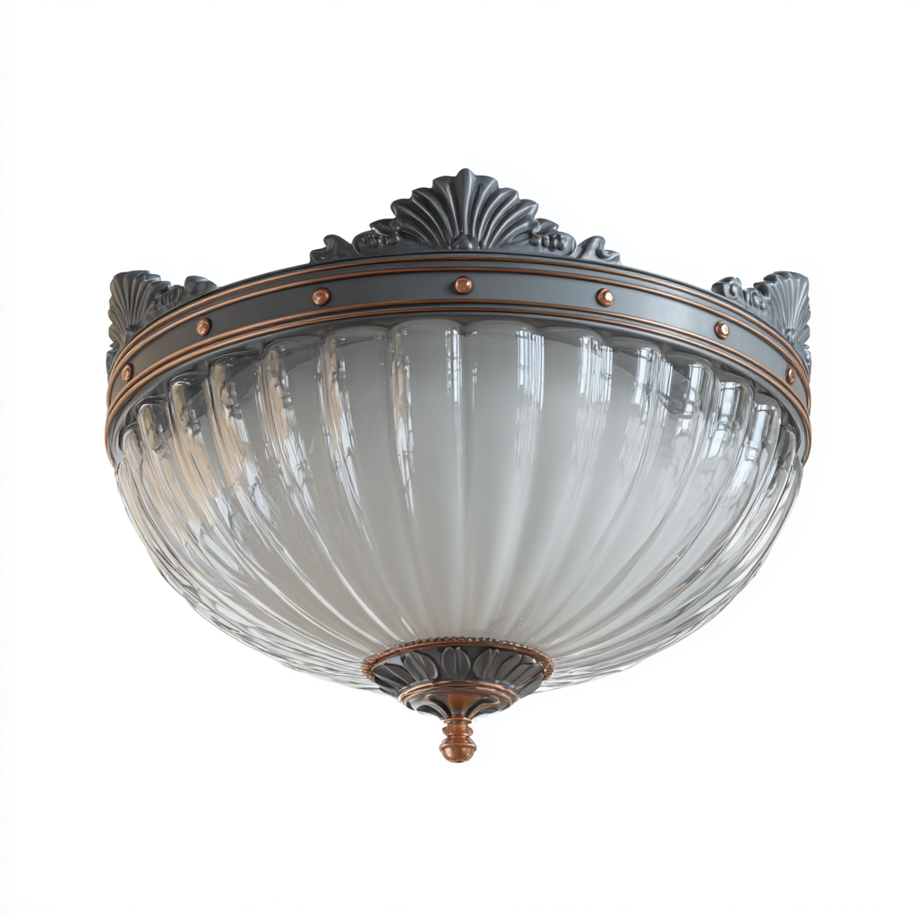 Lámparas de techo - Metal y vidrio - 34x34x22 cm - Gris-Cobre-Blanco - Diseño clásico para interior-Pinegethaus