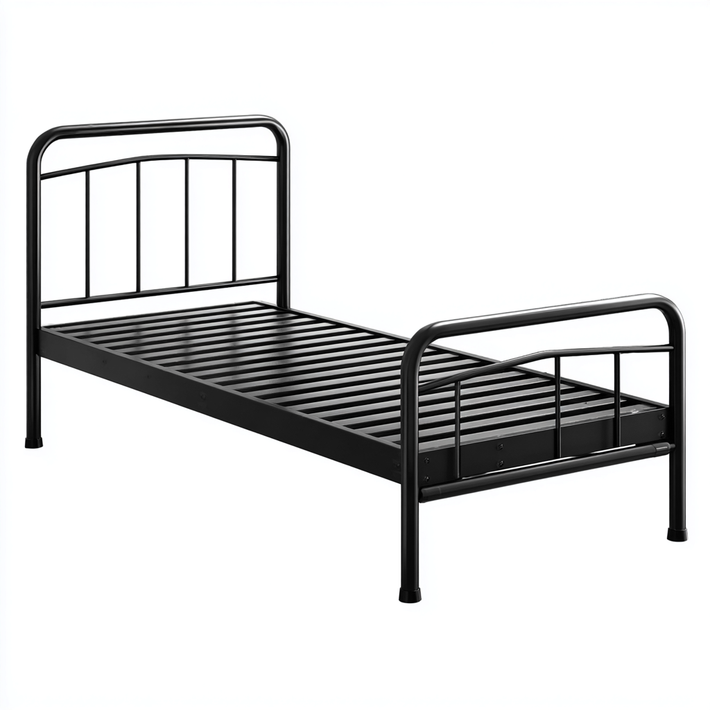 Cama individual de metal 200x100x95 cm - negro - diseño moderno para dormitorio-Pinegethaus