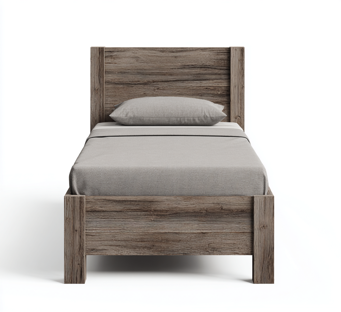 Cama individual madera 200x100x95 cm - color madera - diseño rústico-Pinegethaus