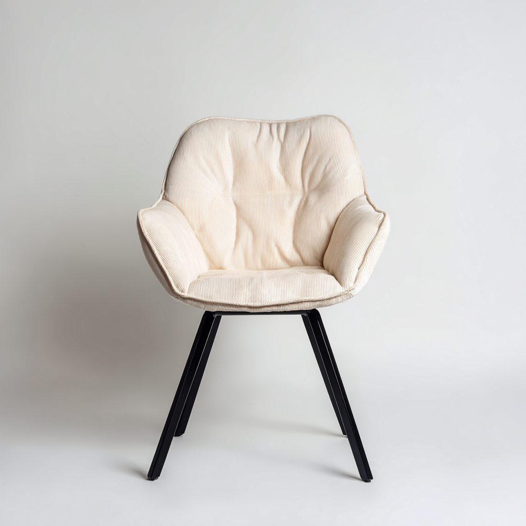 Silla de oficina tapizada en tela 63x60x88 cm - beige y negro - respaldo medio acolchado-Pinegethaus