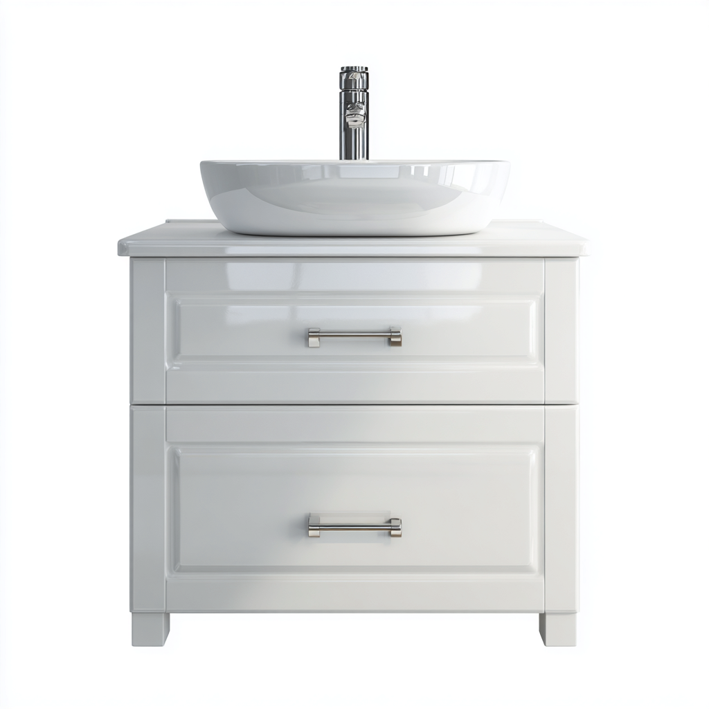 Mueble de baño con lavabo cerámica y MDF 70x45x80 cm blanco estilo clásico-Pinegethaus