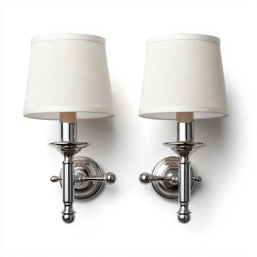 Aplique de pared metal tela 30x15x28 cm - plateado-marfil - estilo clásico-Pinegethaus