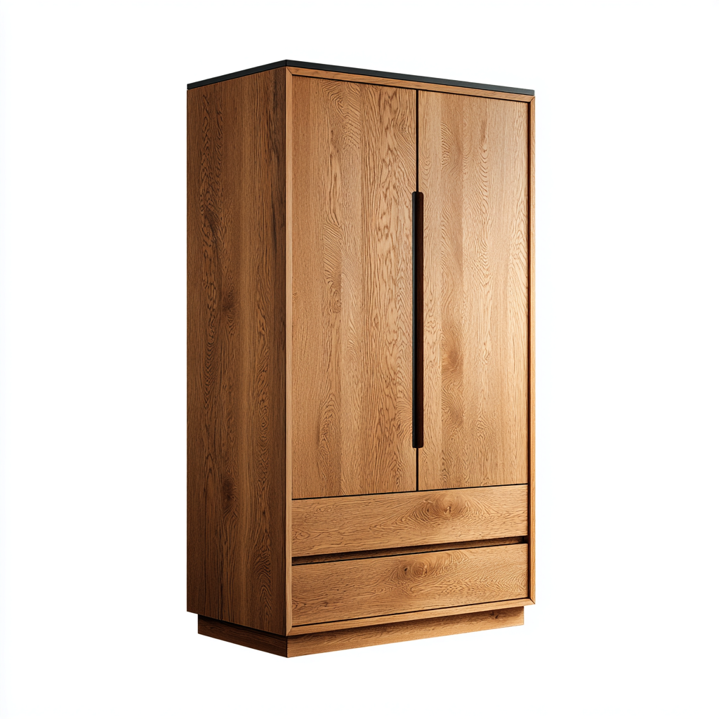 Armario madera y estructura 95x45x180 cm - marrón-negro - diseño moderno-Pinegethaus