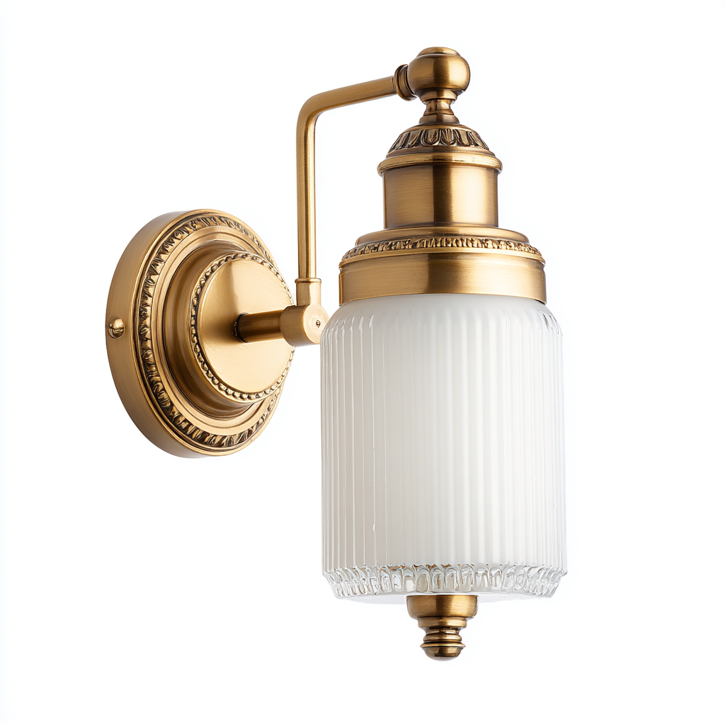 Aplique de pared - metal y vidrio - 18x12x28 cm - oro - diseño clásico-Pinegethaus