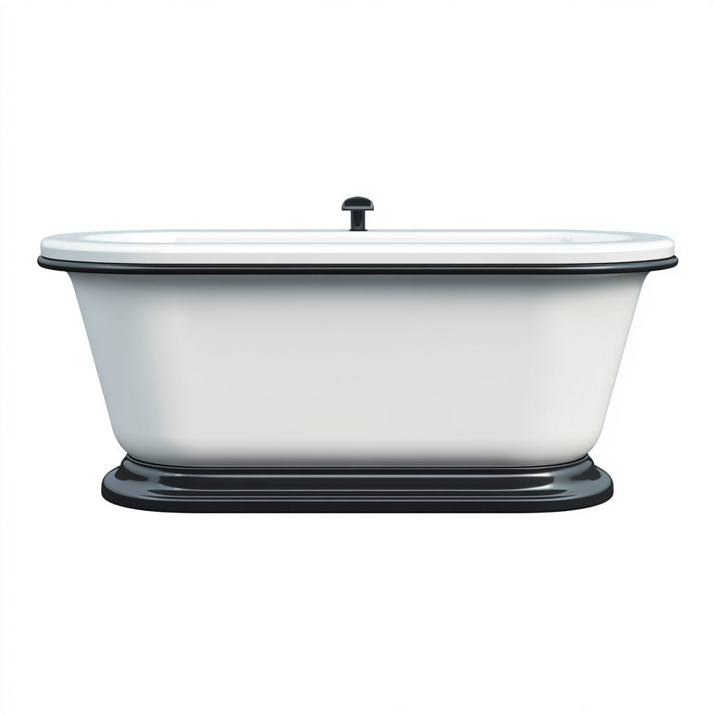 Baño independiente - Acrílico - 165x75x60 cm - Blanco-Negro - Diseño clásico para cuarto de baño-Pinegethaus