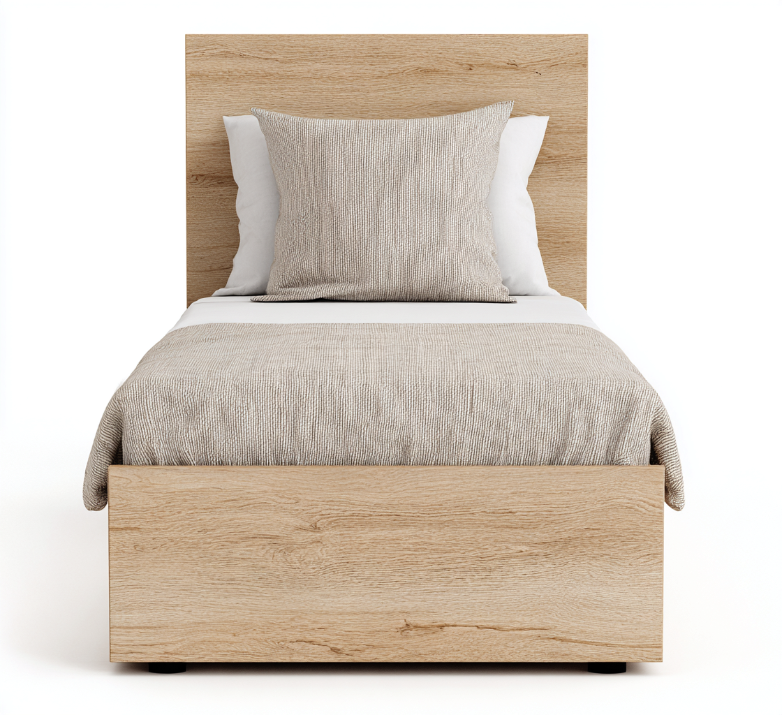 Cama individual madera 200x100x95 cm natural para dormitorio - diseño moderno-Pinegethaus