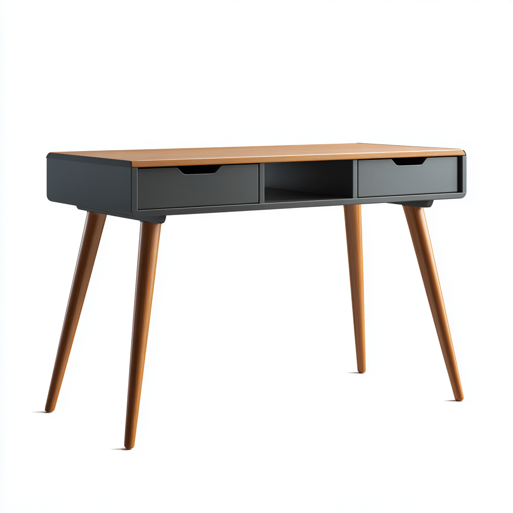 Mesas de oficina de madera 115x50x75 cm - Gris-Roble - Estilo contemporáneo-Pinegethaus