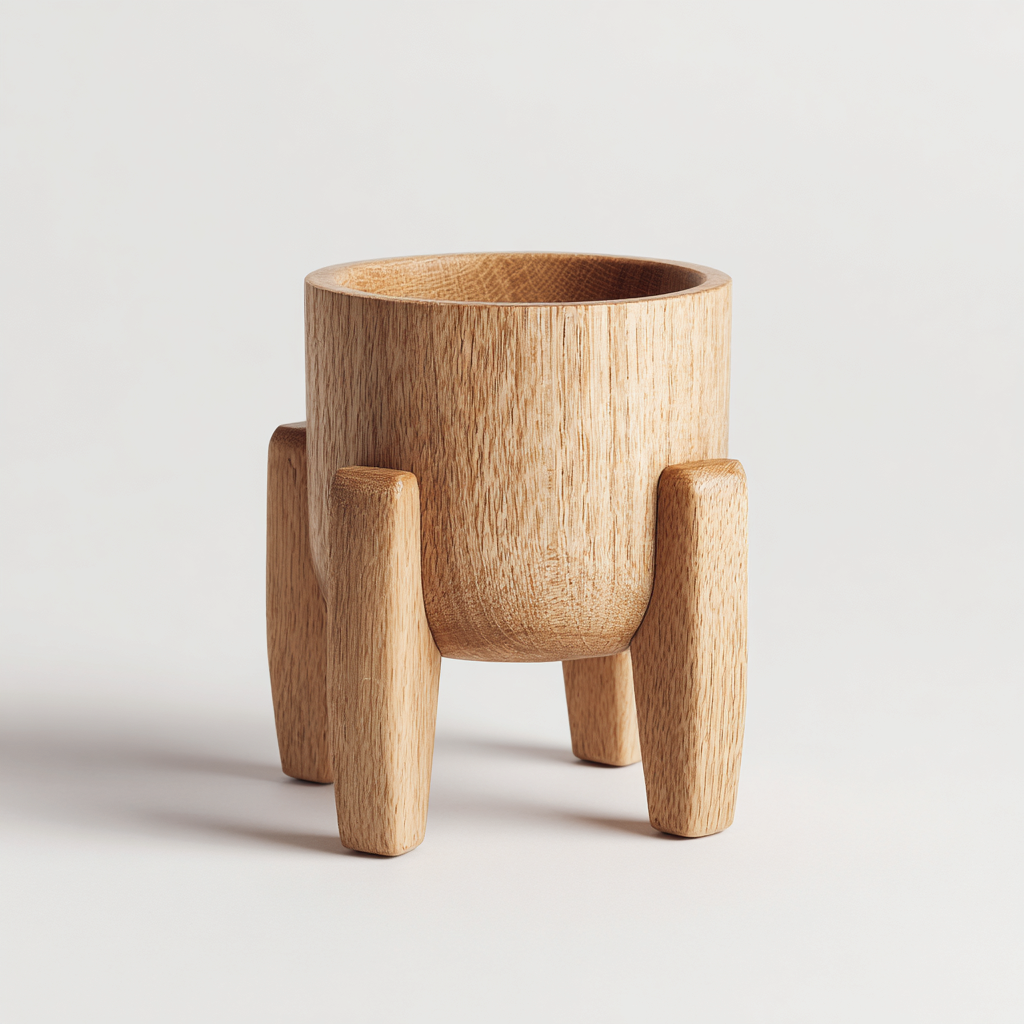 Macetero de madera maciza 15x15x20 cm - marrón - diseño minimalista-Pinegethaus