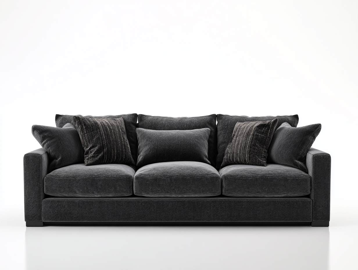 Sofás 3 plazas tapizado cuero sintético 210x90x80 cm negro para salón - diseño moderno-Havenuppad