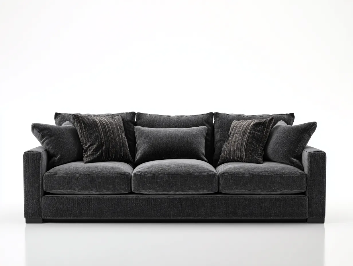 Sofás 3 plazas tapizado cuero sintético 210x90x80 cm negro para salón - diseño moderno-Havenuppad