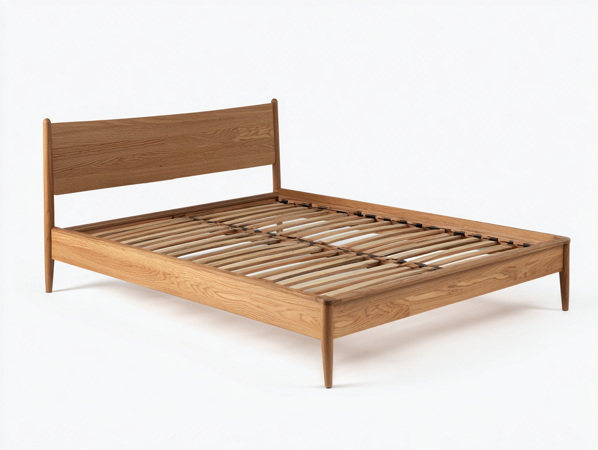 Camas dobles de madera con somier de láminas 200x160x95 cm - marrón - diseño minimalista-Havenuppad