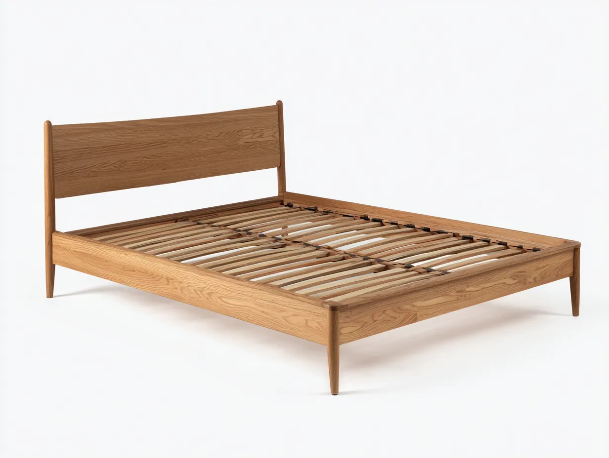 Camas dobles de madera con somier de láminas 200x160x95 cm - marrón - diseño minimalista-Havenuppad