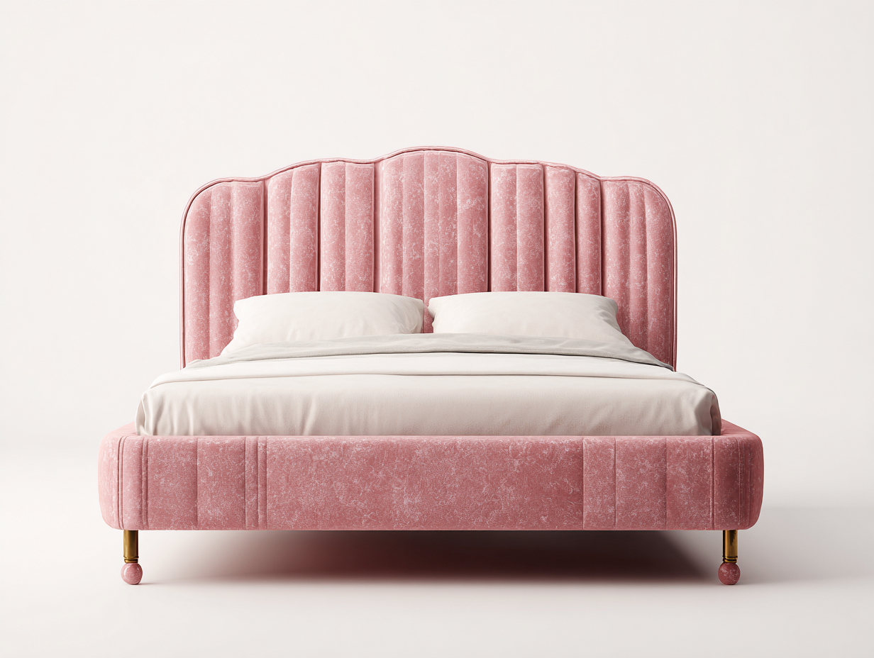 Camas dobles tapizadas de tela 200x160x110 cm - rosa - diseño moderno-Havenuppad