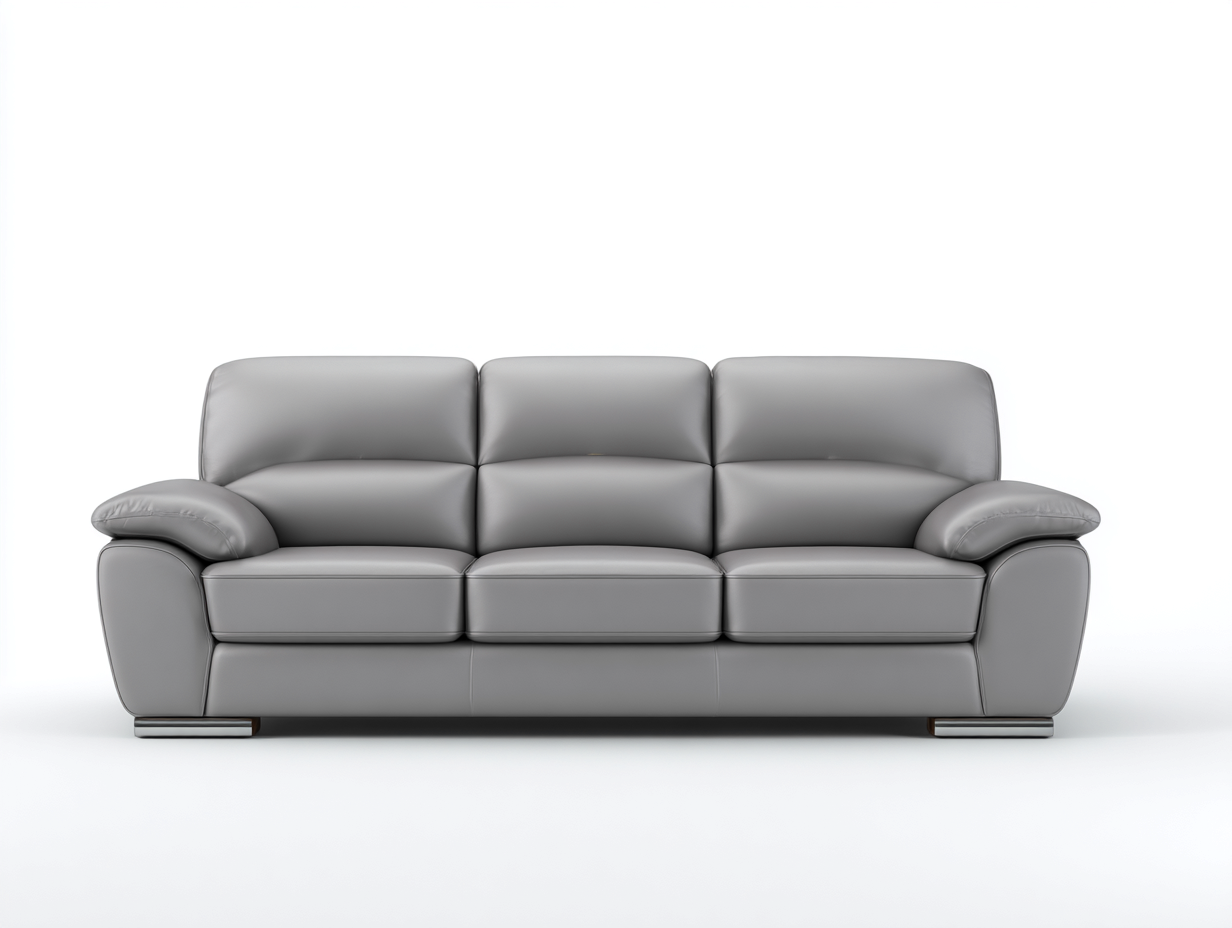 Sofás 3 plazas tapizado de cuero sintético 200x90x90 cm - gris - diseño moderno para salón-Havenuppad