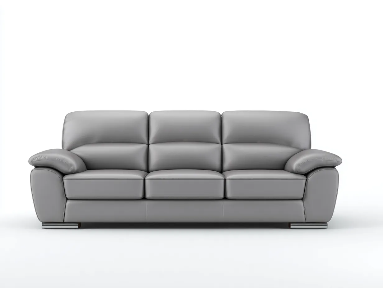 Sofás 3 plazas tapizado de cuero sintético 200x90x90 cm - gris - diseño moderno para salón-Havenuppad