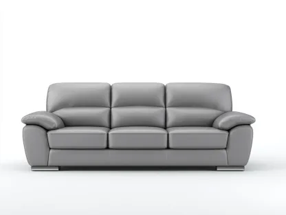 Sofás 3 plazas tapizado de cuero sintético 200x90x90 cm - gris - diseño moderno para salón-Havenuppad