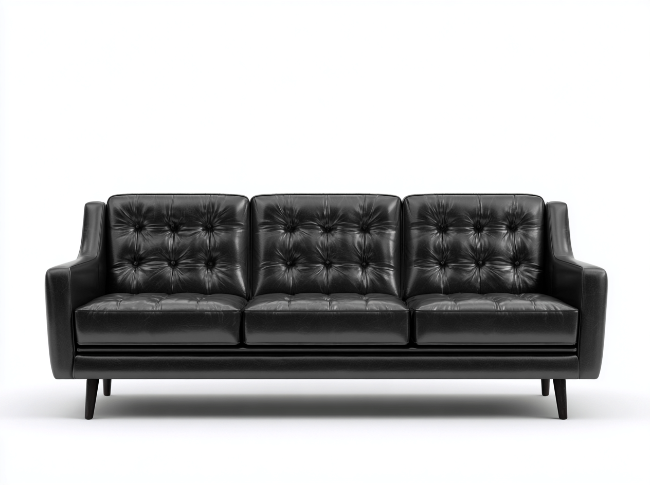 Sofás 3 plazas tapizado cuero sintético 210x90x80 cm negro para salón - diseño moderno-Havenuppad