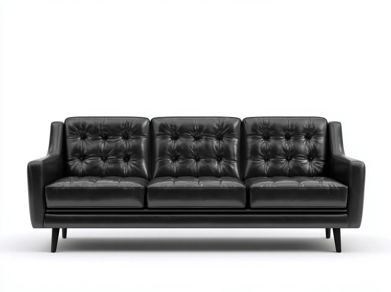 Sofás 3 plazas tapizado cuero sintético 210x90x80 cm negro para salón - diseño moderno-Havenuppad