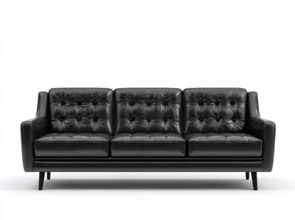 Sofás 3 plazas tapizado cuero sintético 210x90x80 cm negro para salón - diseño moderno-Havenuppad