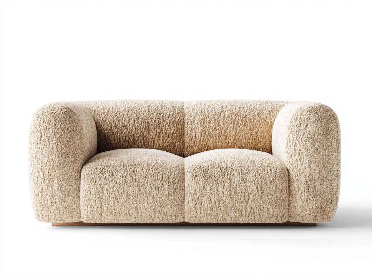 Sofás 2 plazas tapizado tela bouclé 165x85x70 cm - beige - diseño moderno para salón-Havenuppad