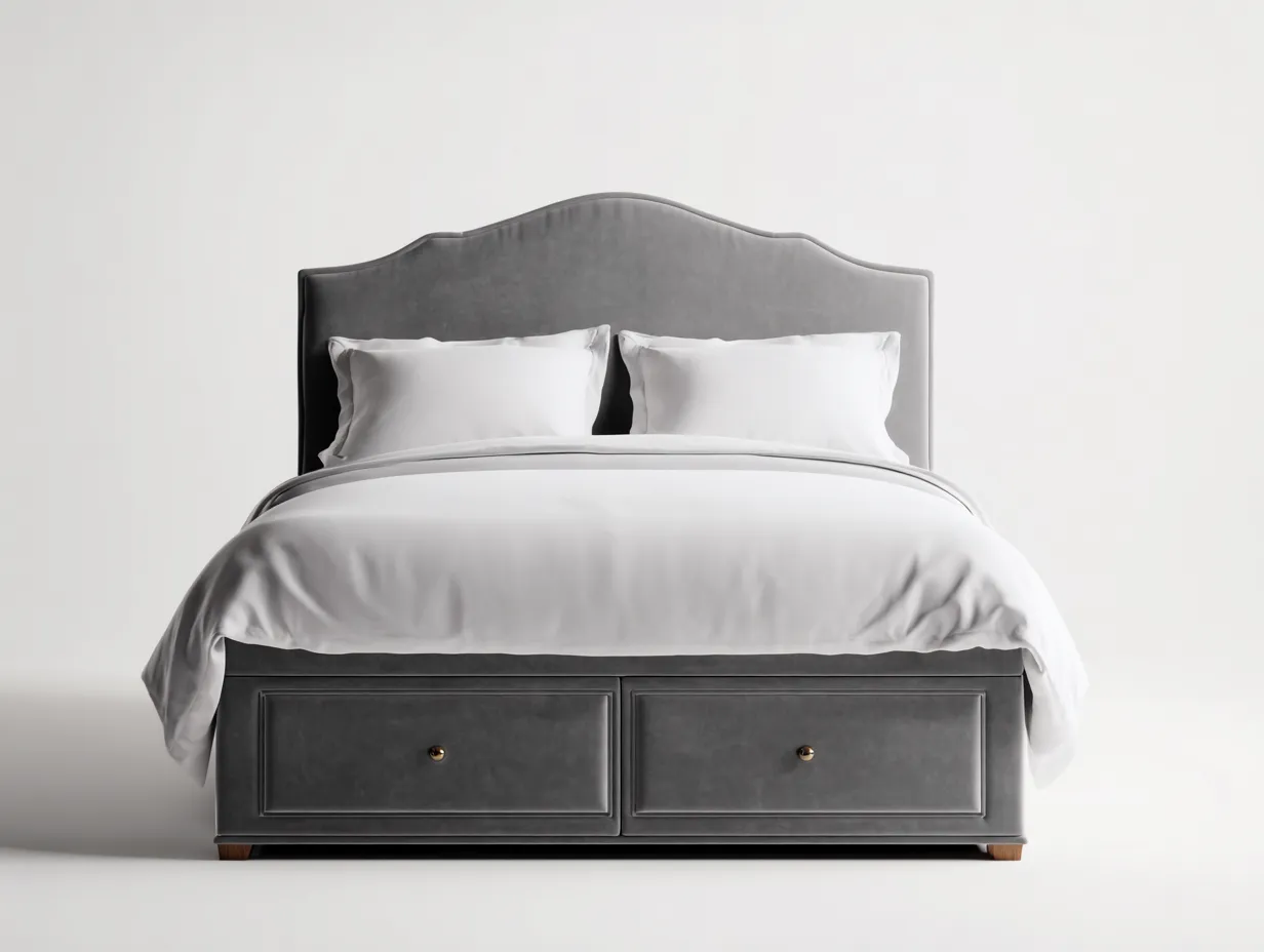 Camas dobles tapizada con almacenamiento 200x160x110 cm - gris - diseño moderno dormitorio-Havenuppad