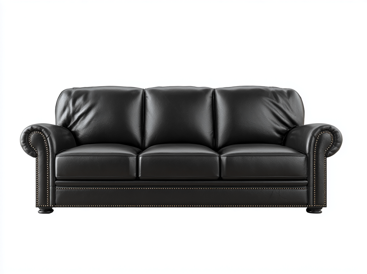 Sofás 3 plazas tapizado cuero sintético 210x90x85 cm - negro - diseño clásico para salón-Havenuppad