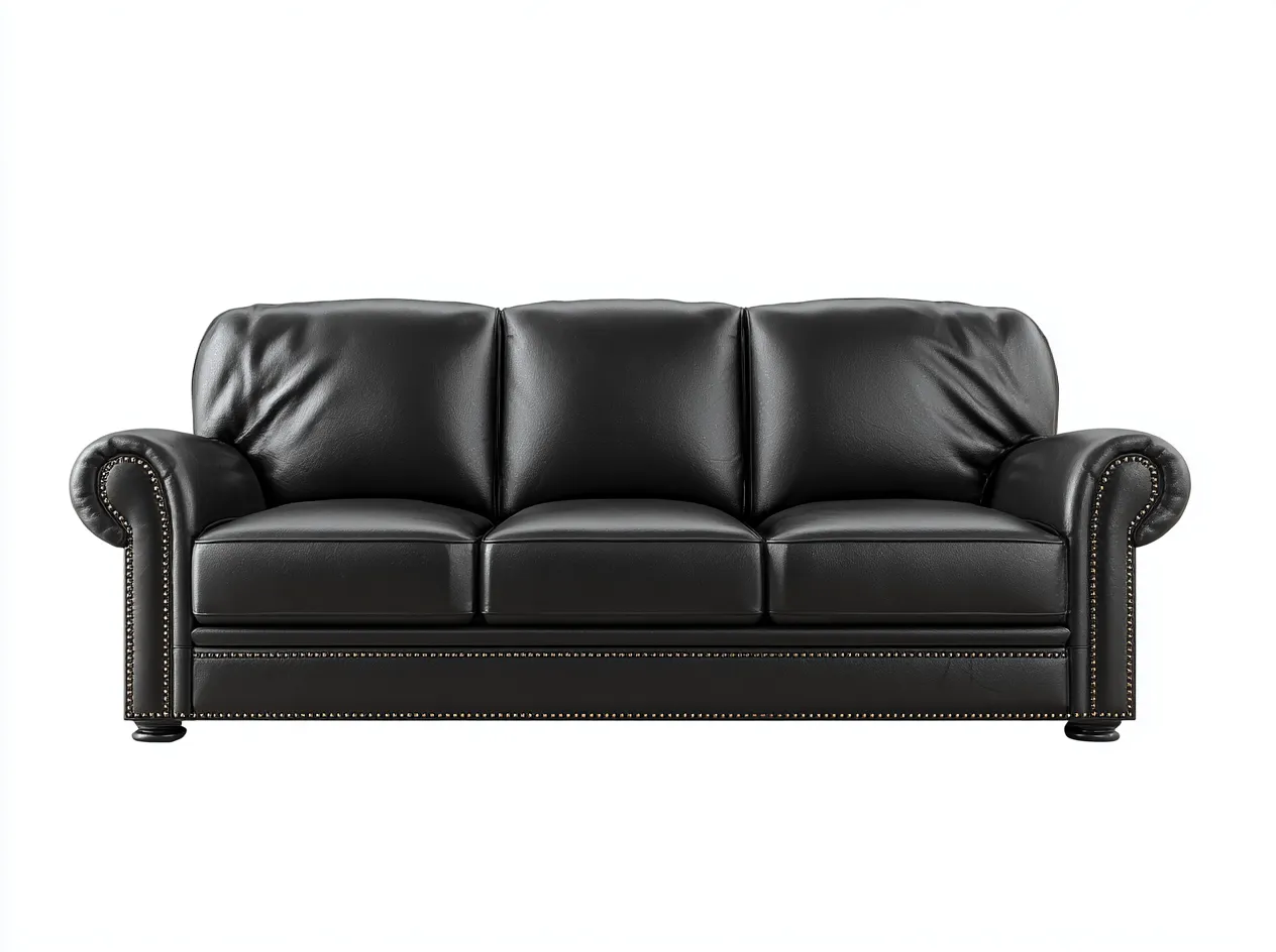 Sofás 3 plazas tapizado cuero sintético 210x90x85 cm - negro - diseño clásico para salón-Havenuppad