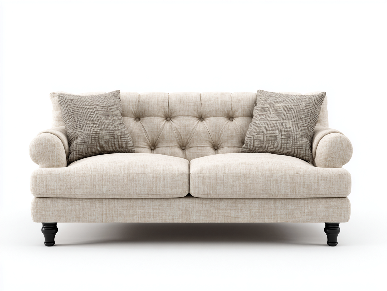 Sofás 2 plazas tapizado tela capitoné 180x88x85 cm - beige - diseño clásico para salón-Havenuppad