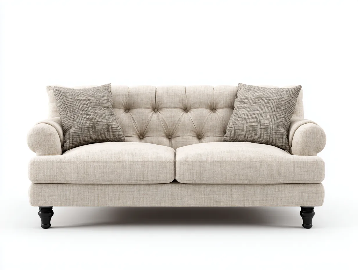 Sofás 2 plazas tapizado tela capitoné 180x88x85 cm - beige - diseño clásico para salón-Havenuppad