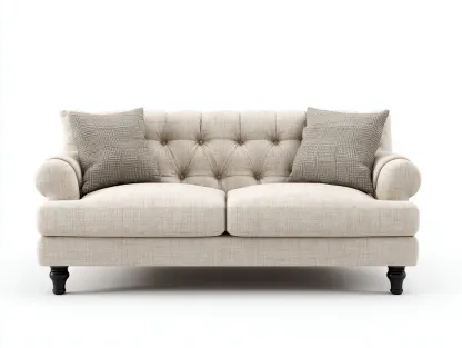 Sofás 2 plazas tapizado tela capitoné 180x88x85 cm - beige - diseño clásico para salón-Havenuppad