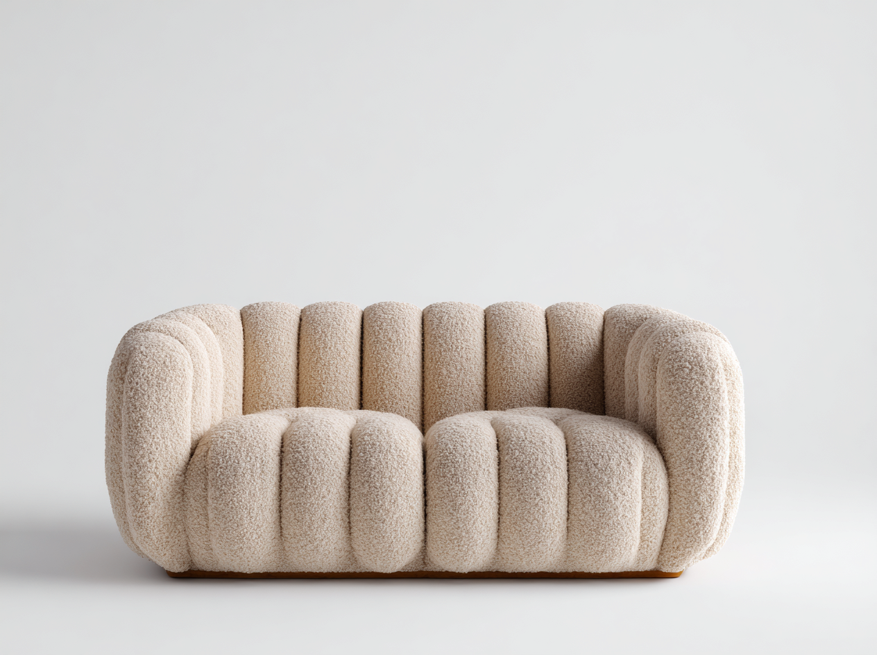 Sofás 2 plazas tapizado tela bouclé 160x85x72 cm beige para salón - diseño moderno-Havenuppad