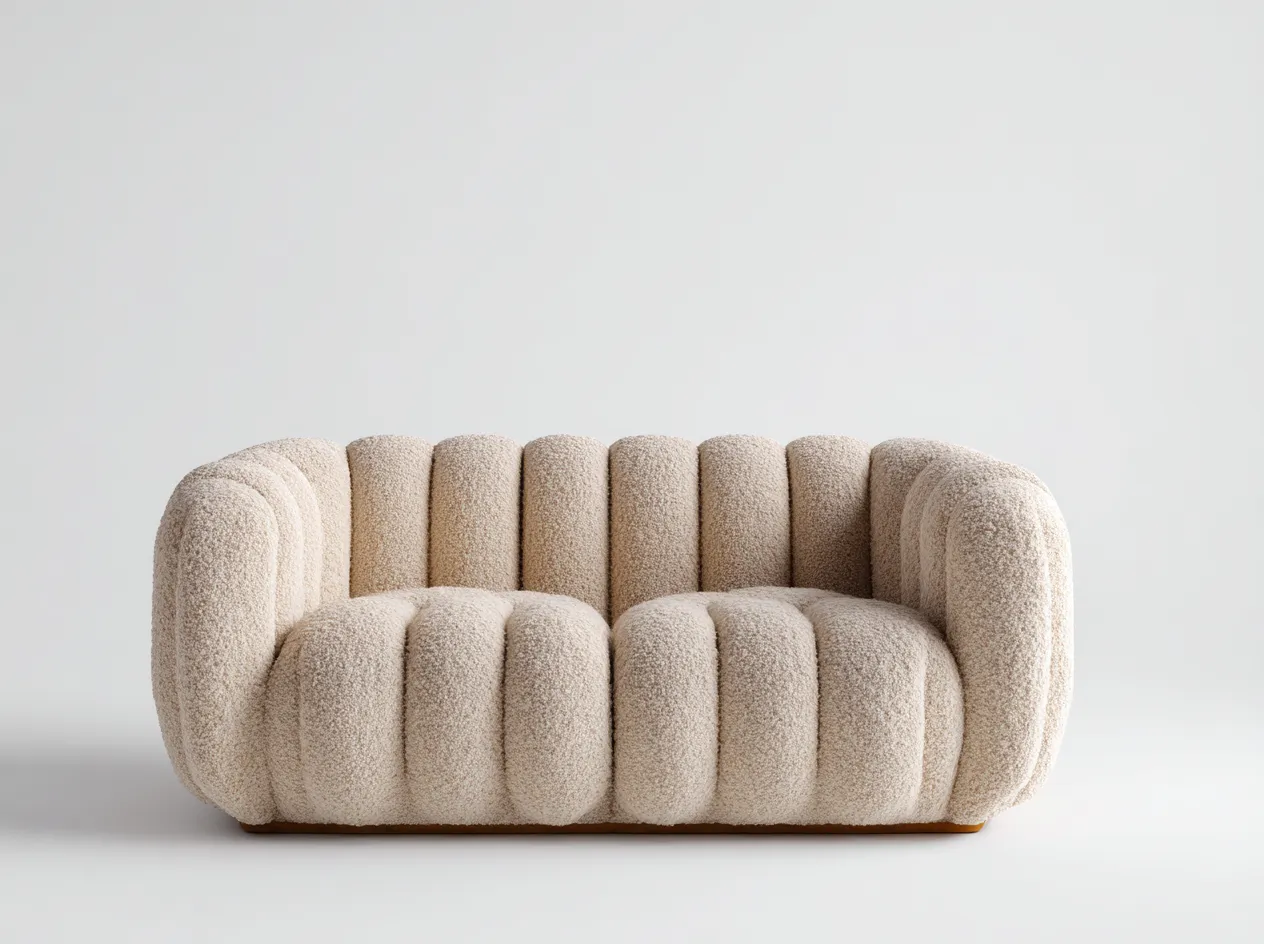 Sofás 2 plazas tapizado tela bouclé 160x85x72 cm beige para salón - diseño moderno-Havenuppad