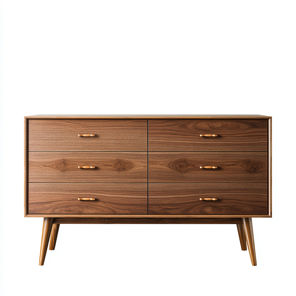 Cómoda-madera maciza-135x47x87 cm-nogal-estilo contemporáneo cálido-Denmyly