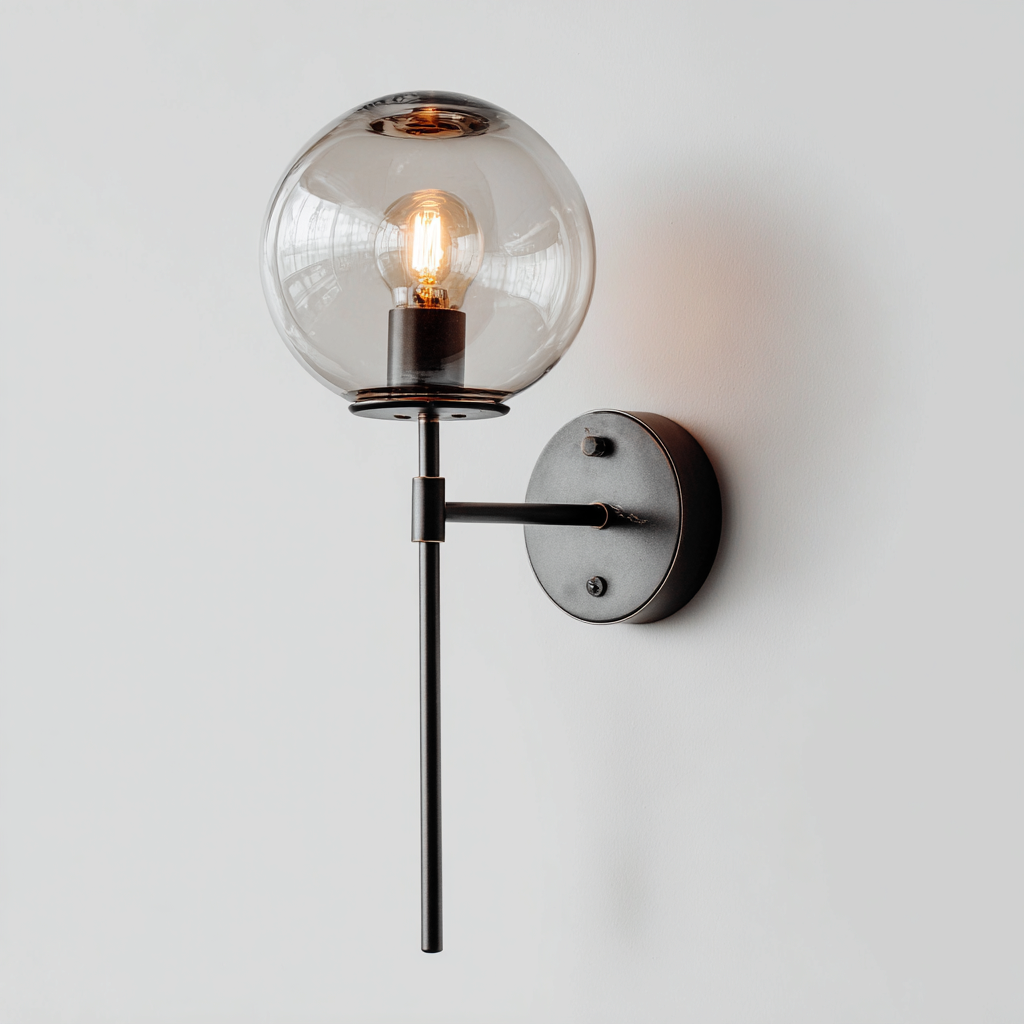 Aplique de pared-metal-vidrio-14x18x42 cm-negro-moderno-Denmyly