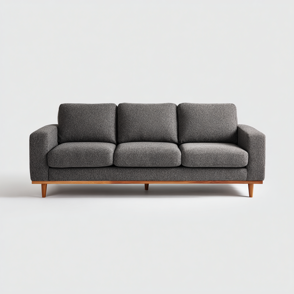 Sofá de 3 plazas-tela-madera-220x95x88 cm-gris-diseño moderno-Denmyly