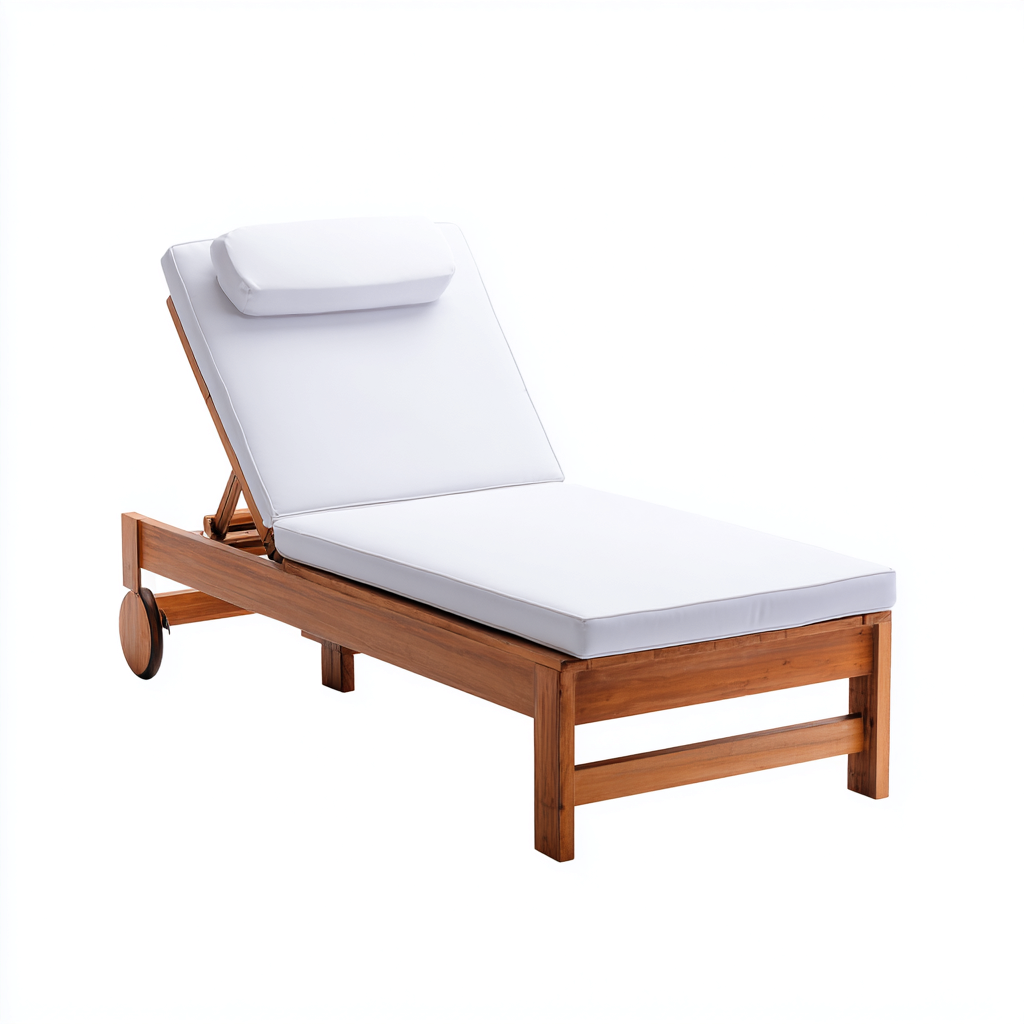 Tumbona de jardín-madera-188x75x94 cm-blanco-exterior relajación-Denmyly