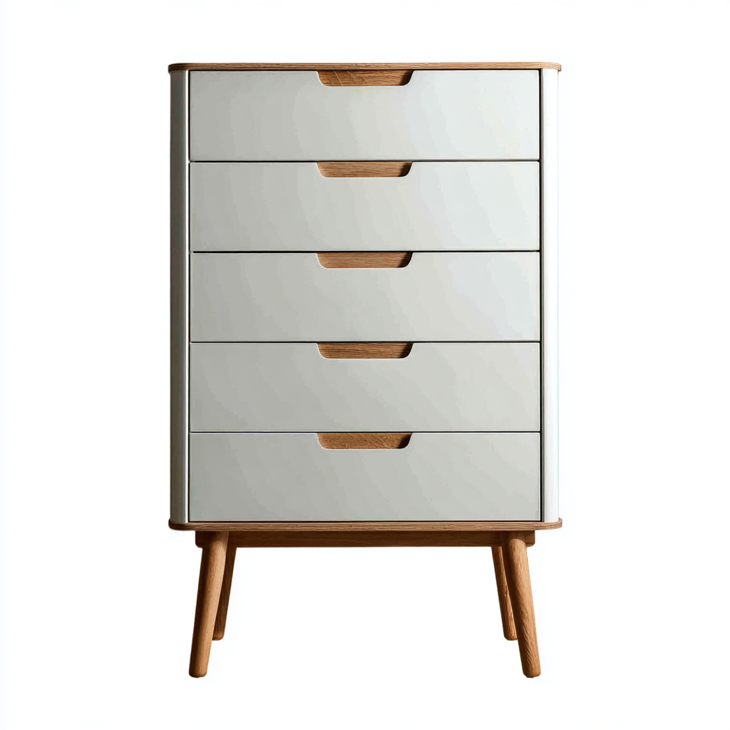 Cómoda-madera maciza-76x43x114 cm-blanco-roble-estilo nórdico suave-Denmyly