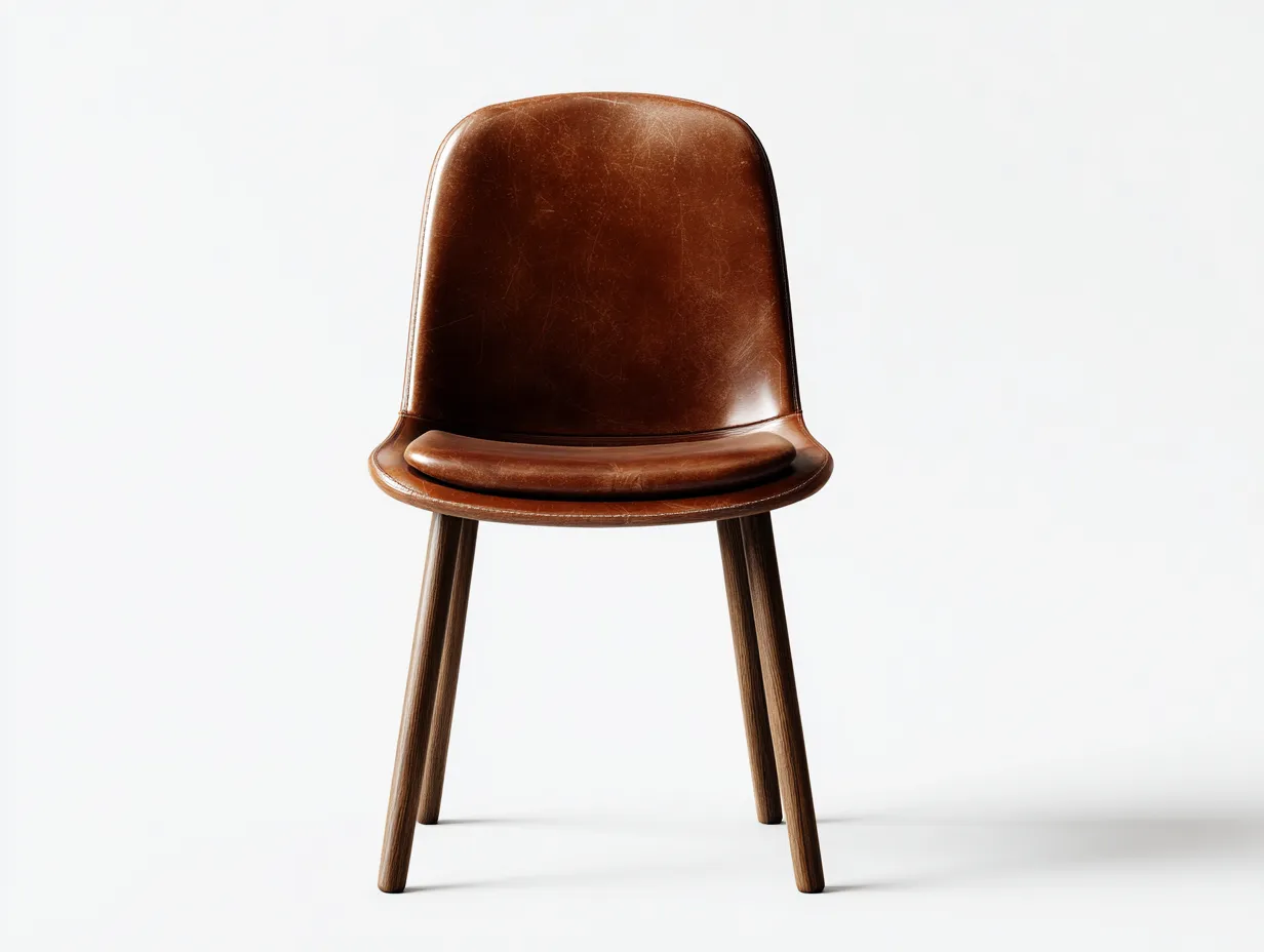 Sillas de comedor con asiento de cuero sintético y patas de madera 46x52x84 cm - marrón - diseño moderno para comedor-Craftuppad