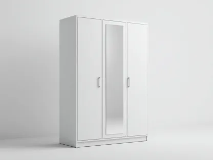 Armarios de madera 3 puertas con espejo 120x55x180 cm blanco para dormitorio - diseño moderno-Craftuppad