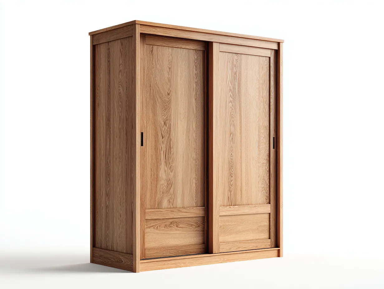 Armarios de madera con puertas correderas 160x60x200 cm - marrón - diseño moderno-Craftuppad