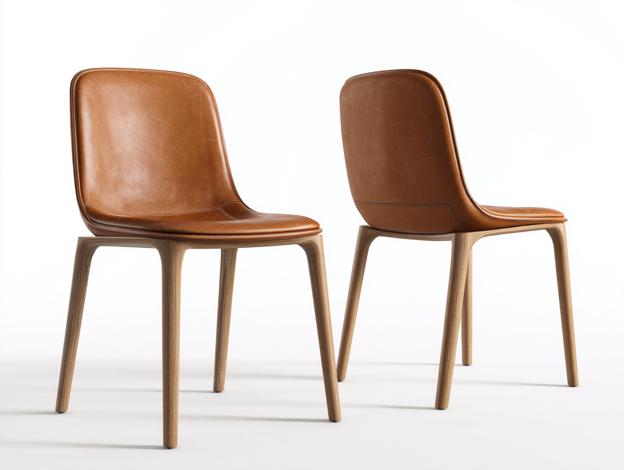 Sillas de comedor madera cuero marrón 48x55x82 cm para comedor - diseño moderno-Craftuppad