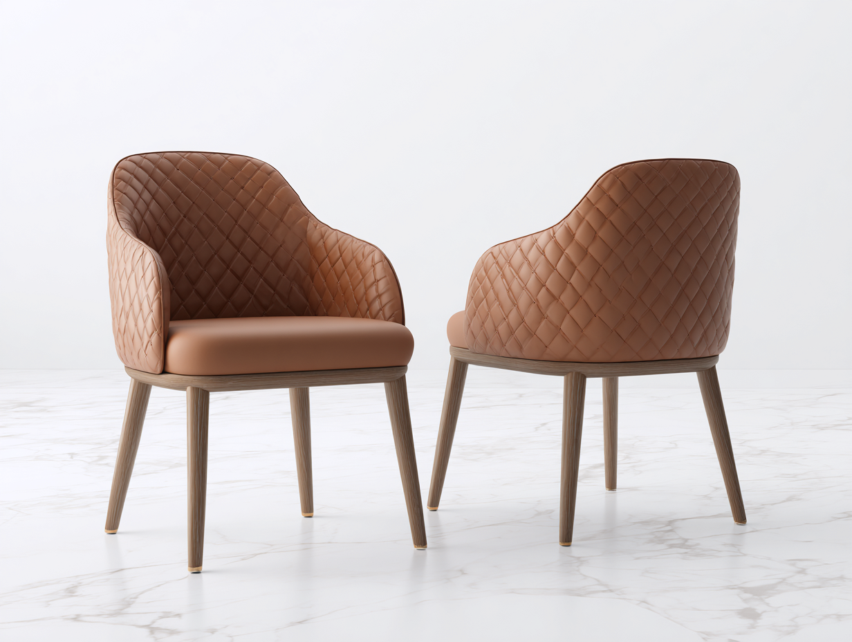 Sillas de comedor tapizadas con patas de madera 55x60x80 cm - marrón - diseño moderno-Craftuppad