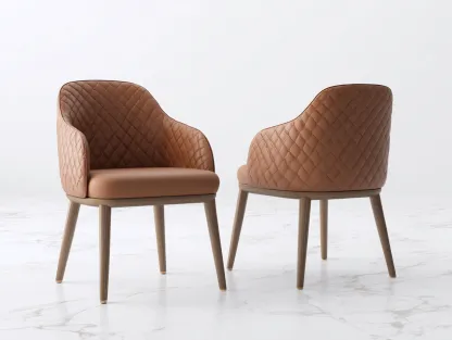 Sillas de comedor tapizadas con patas de madera 55x60x80 cm - marrón - diseño moderno-Craftuppad