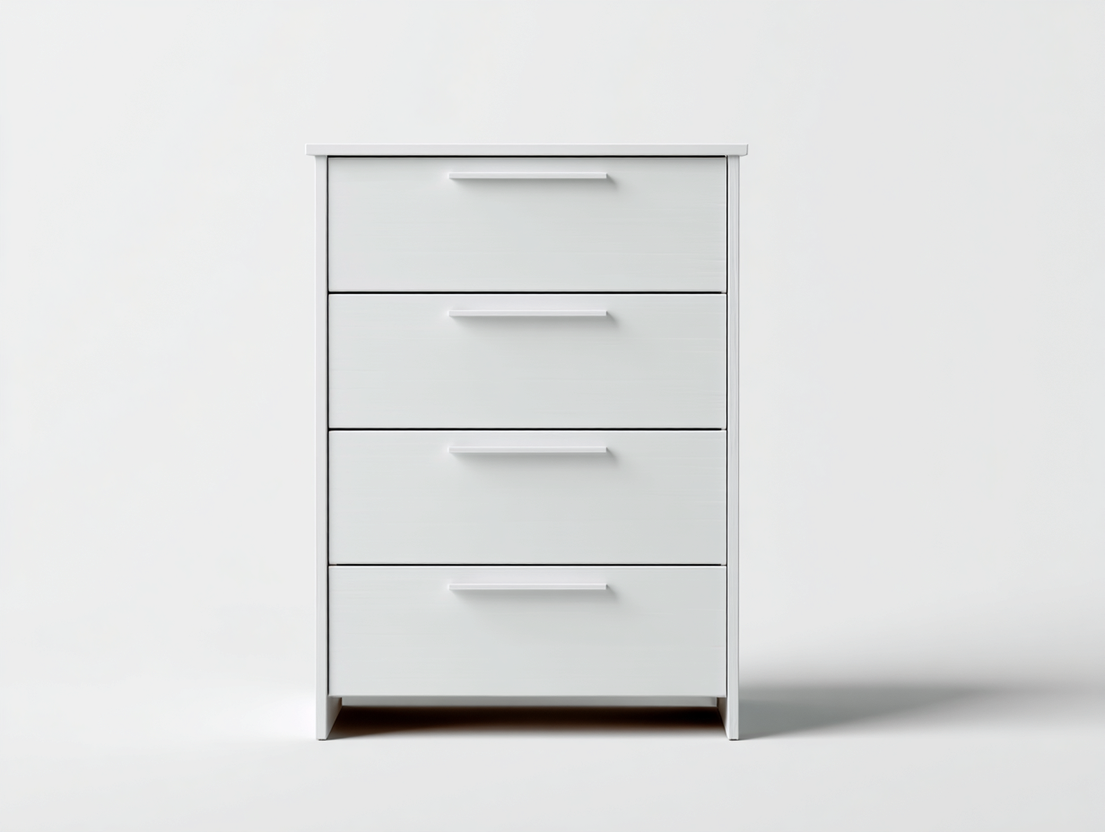 Cómodas de madera 4 cajones 70x40x95 cm blanco para dormitorio - diseño moderno-Craftuppad